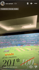 Vini Raman on Maxwell's 201 ODI Score